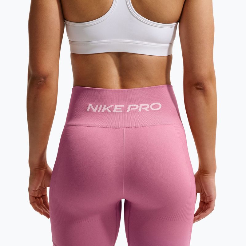 Women's training shorts Nike Pro Seamless High Waisted Biker 5" peony/white 6