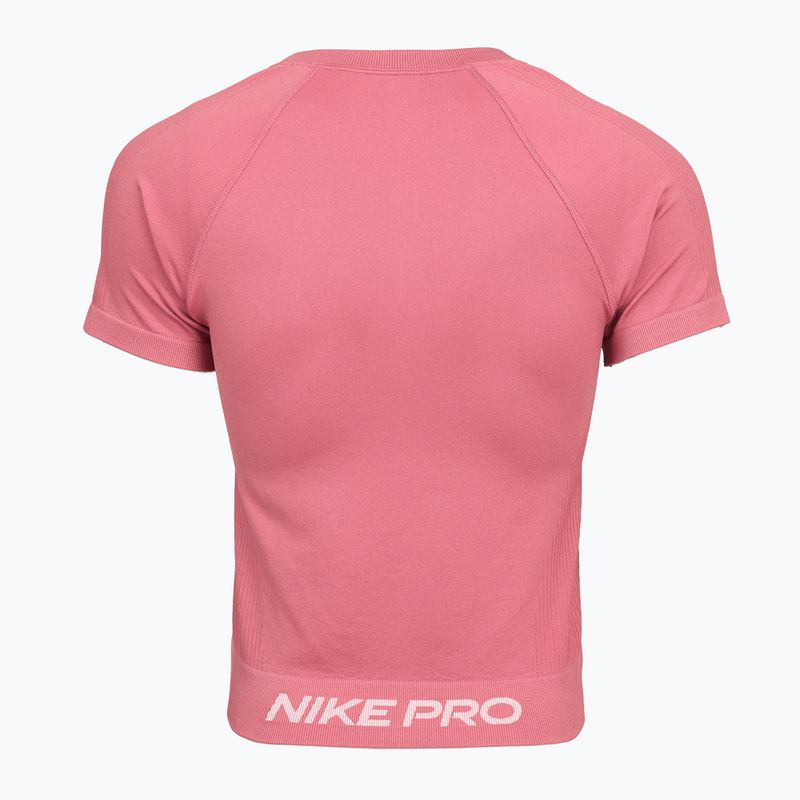 Women's training shirt Nike Pro Seamless Dri-Fit peony/white 2