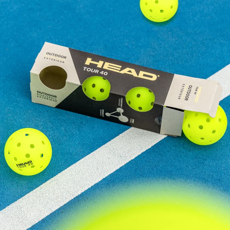 Pickleball balls HEAD Tour 40 Pickleball yellow 3