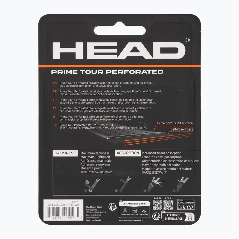 Tennis racket wraps HEAD Prime Tour Perforated 3 pcs. white 2