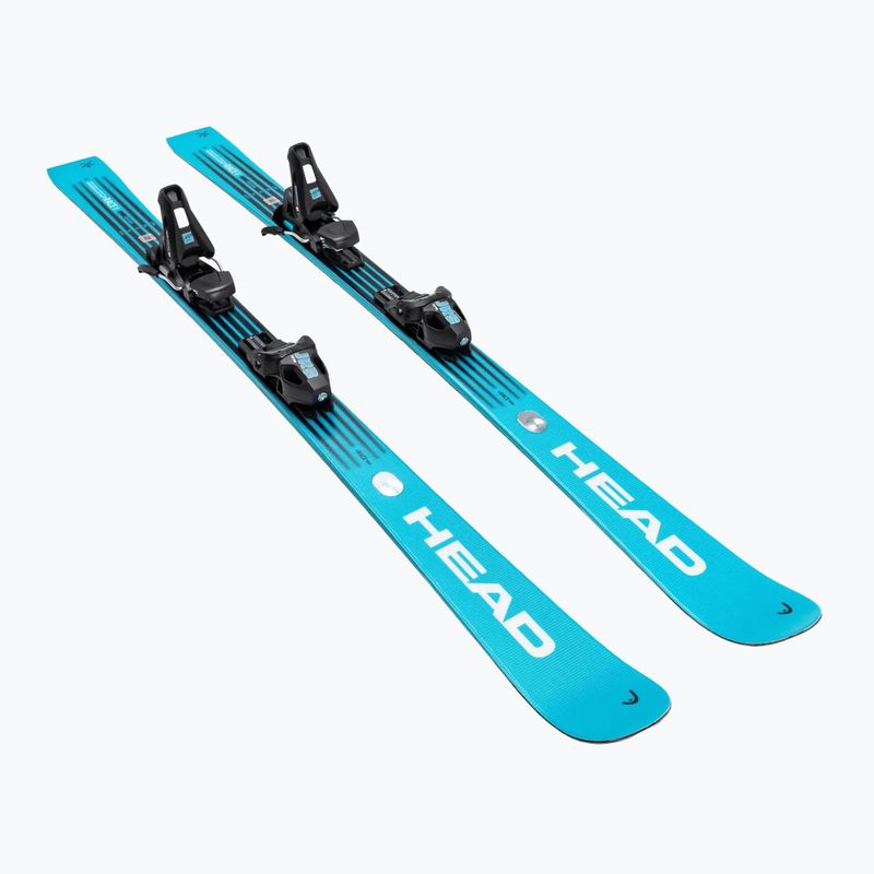 Kids’ downhill skis with bindings HEAD WC e.Race Team SW JRS + Jrs 7.5 GW CA blue/white 2