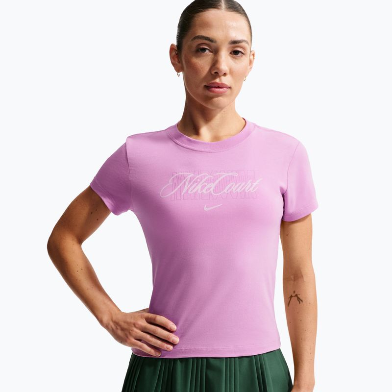 Women's tennis T-shirt Nike Court Heritage light magenta/pink foam 4