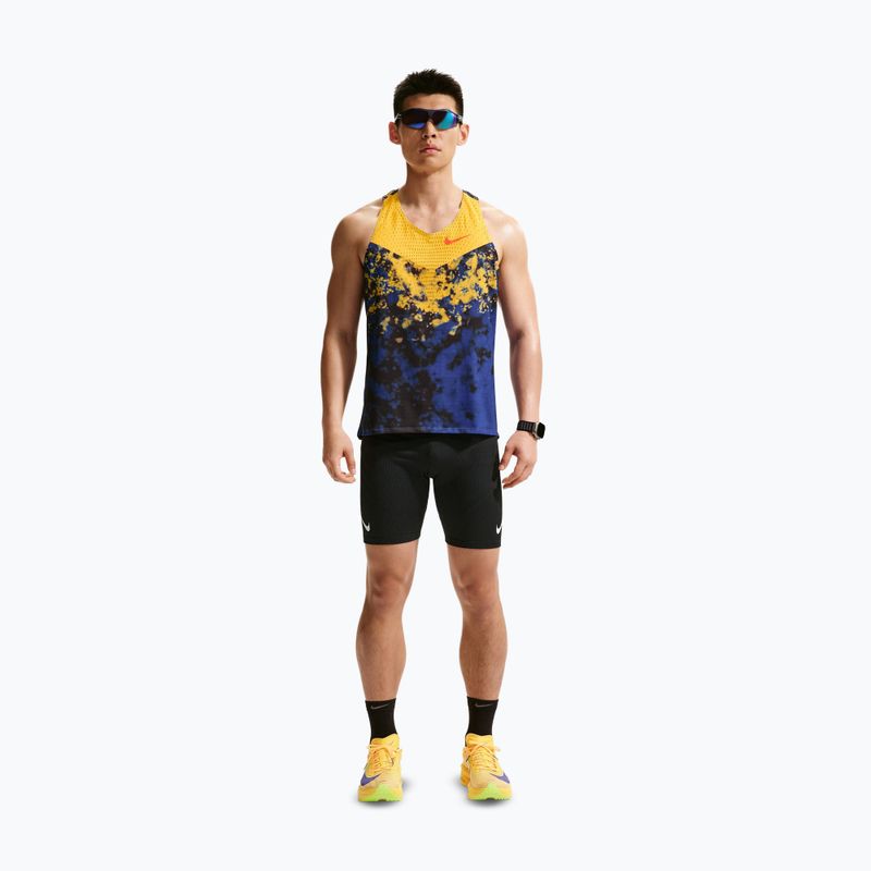 Men's running T-shirt Nike AeroSwift Dri-Fit ADV Singlet citron pulse/lapis/bright crimson 2