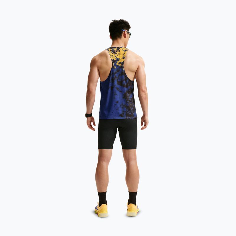 Men's running T-shirt Nike AeroSwift Dri-Fit ADV Singlet citron pulse/lapis/bright crimson 3