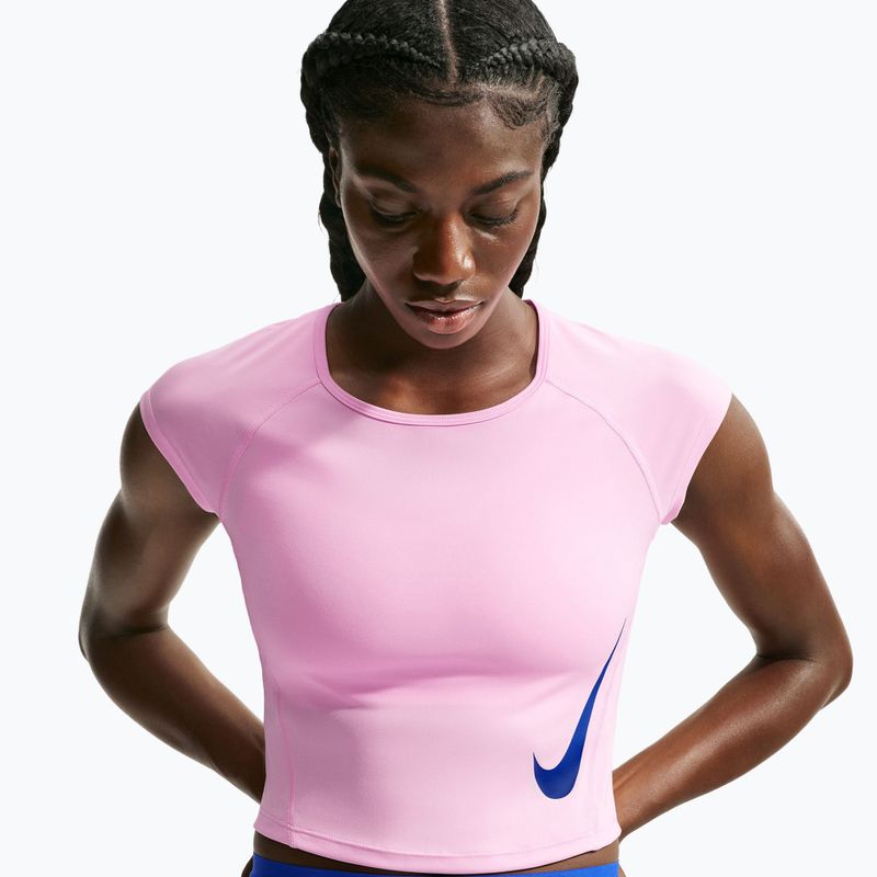 Women's running shirt Nike Tempo Swoosh Run Dri-Fit pink rise/pink rise/old royal