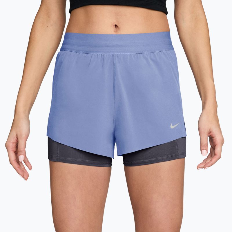 Women's running shorts Nike Swift Mid-Rise 2in1 aluminum/royal tint