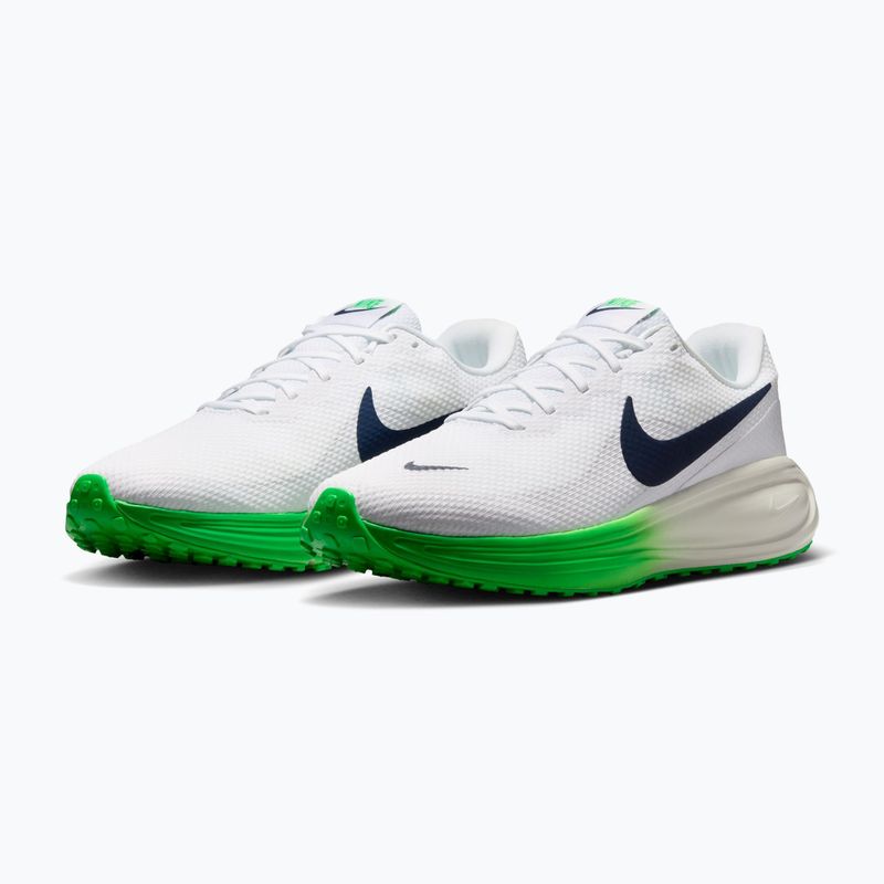 Men's running shoes Nike Revolution 8 white/green spark/midnight navy 3
