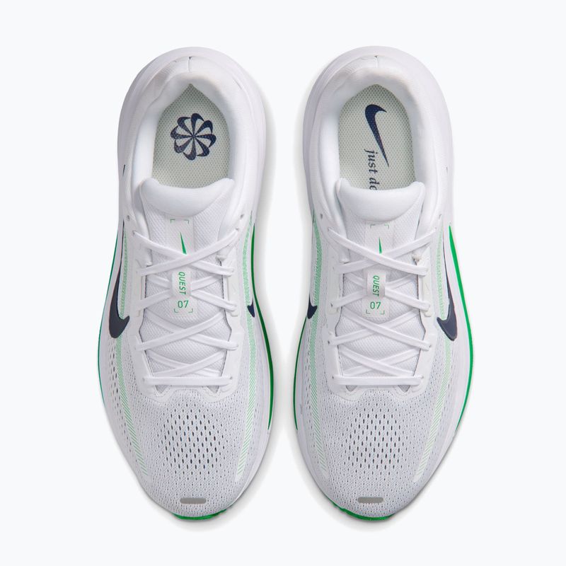 Men's running shoes Nike Quest 7 white/green spark/midnight navy 5