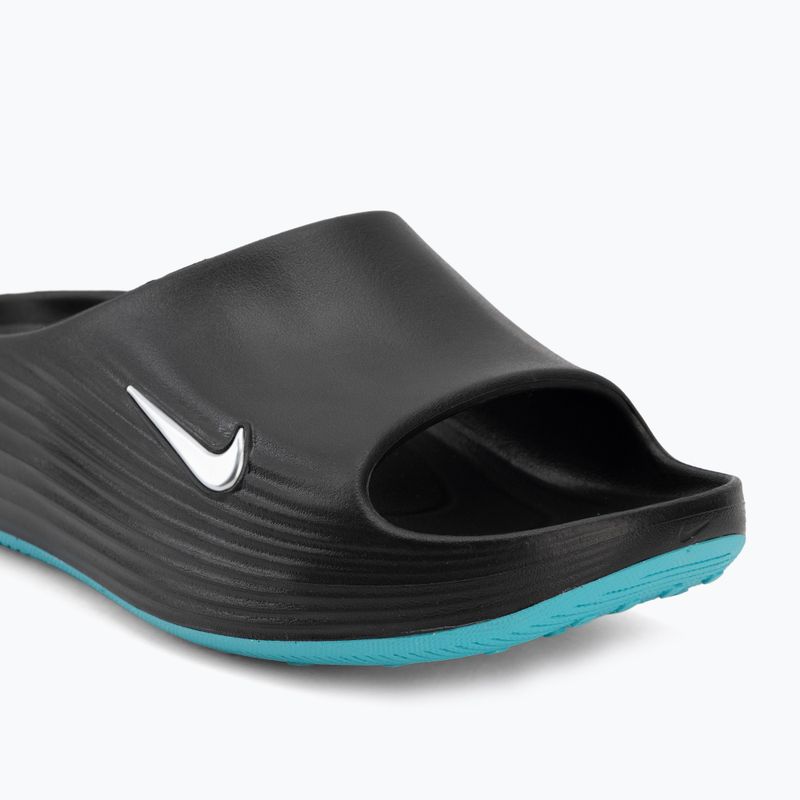 Men's slides Nike ReactX Rejuven8 black/gamma blue/metallic silver 7