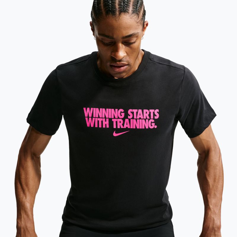 Men's training shirt Nike Dri-Fit Winning black/hyper pink 3