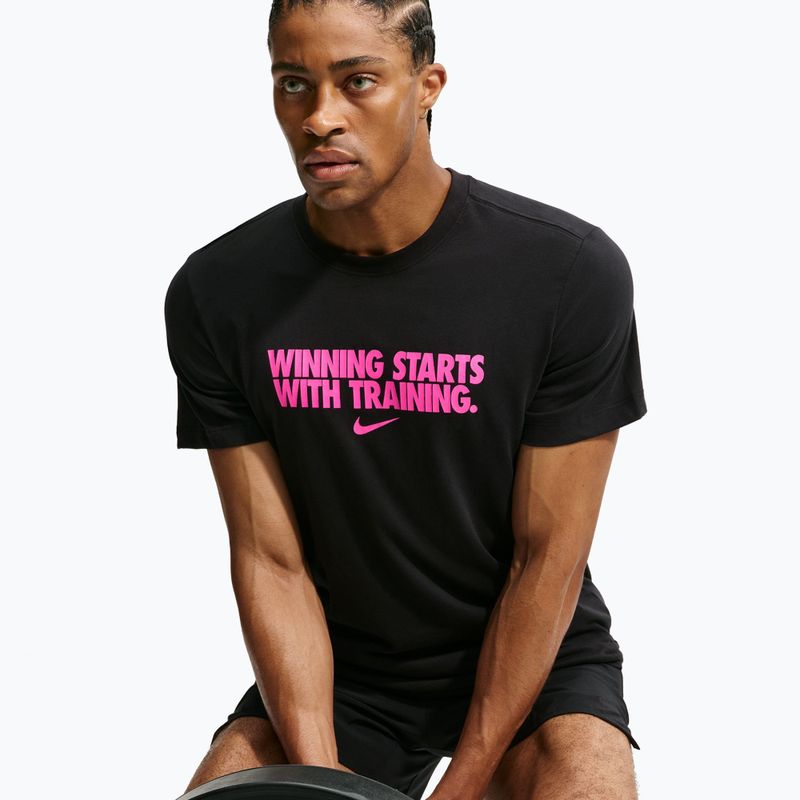 Men's training shirt Nike Dri-Fit Winning black/hyper pink 5