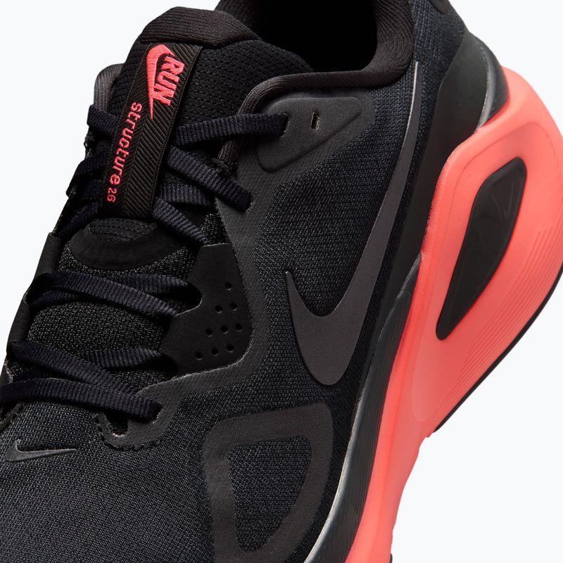 Men's running shoes Nike Structure 26 black/bright crimson/metallic dark grey 7