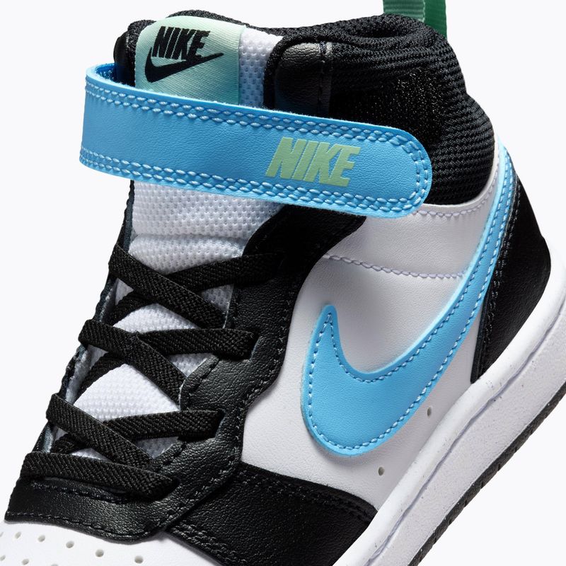 Children's shoes Nike Court Borough Mid 2 white/black/arctic green/football blue 5