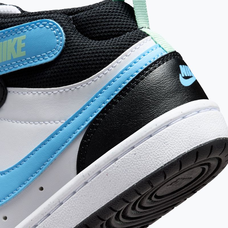 Children's shoes Nike Court Borough Mid 2 white/black/arctic green/football blue 6