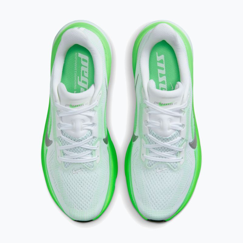 Women's running shoes Nike Pegasus 42 white/green strike/metallic silver 5