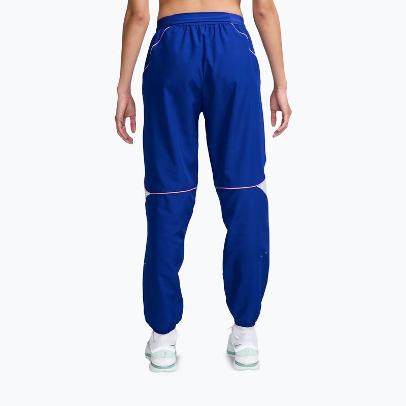 Women's Nike Swoosh Dri-Fit Trousers in Old Royal/Football Grey/Pink Rise 2