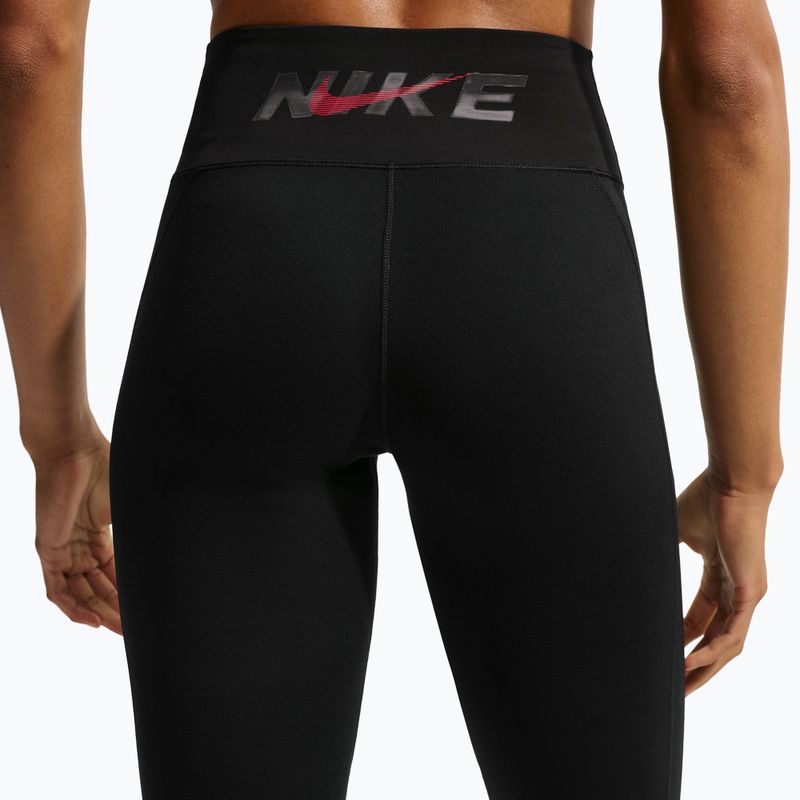 Women's leggings Nike One black/black/university red/white 5