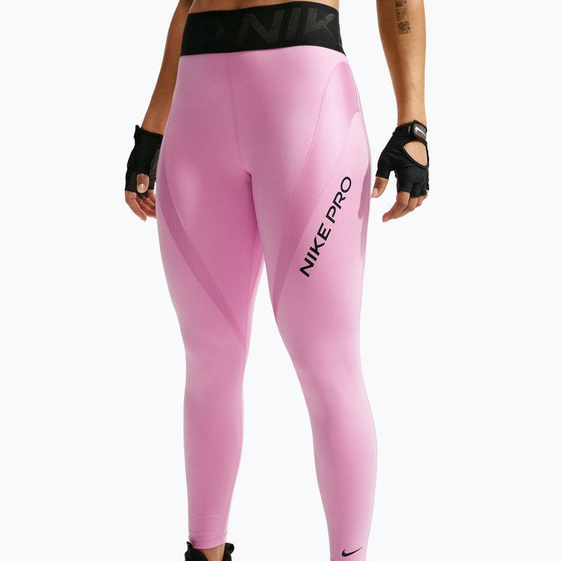 Women's training leggings Nike Pro Sculpt High-Waisted 7/8 pink rise/black/black 4