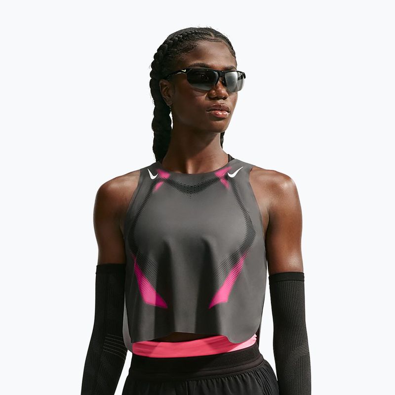 Women's running shirt Nike AeroSwift iron grey/volt/white