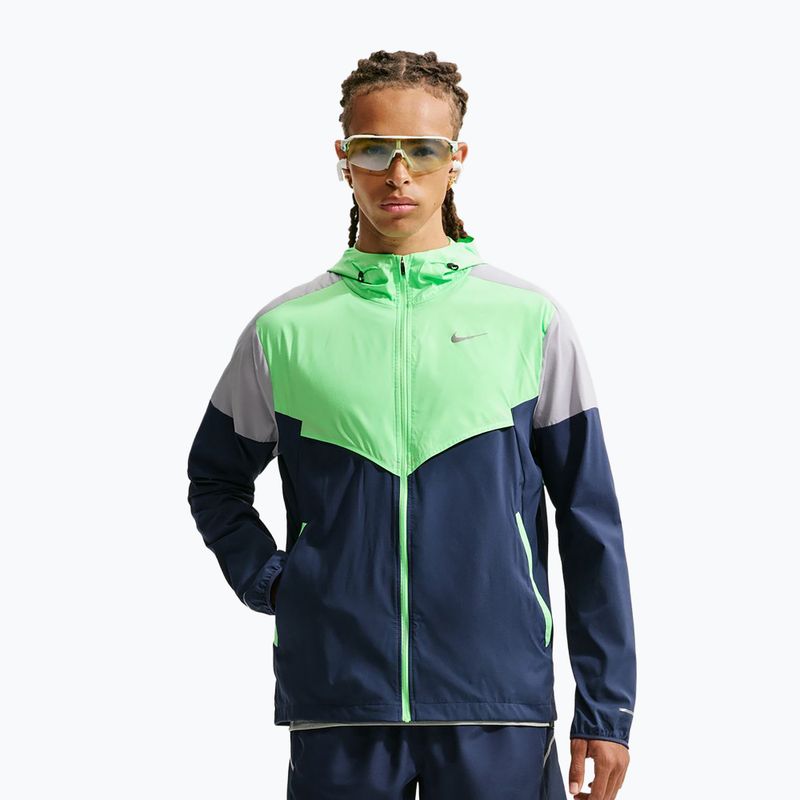 Men's running jacket Nike Impossibly Light Windrunner midnight navy/illusion green/wolf grey