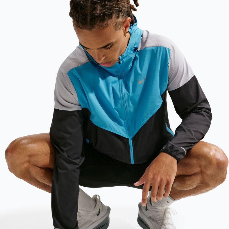 Men's running jacket Nike Impossibly Light Windrunner black/light current blue/wolf grey 7