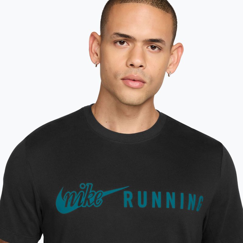 Men's running shirt Nike Dri-Fit Running T-Shirt black/bright spruce 3