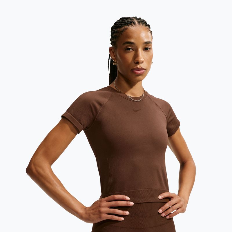 Women's training shirt Nike Pro Seamless Dri-Fit SS cacao wow 4
