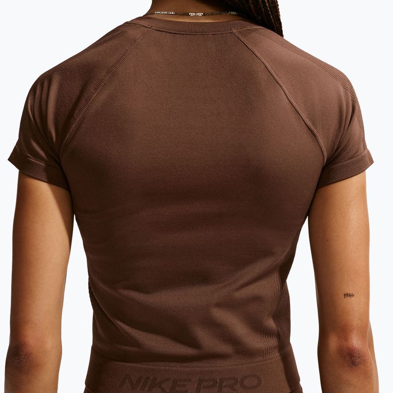Women's training shirt Nike Pro Seamless Dri-Fit SS cacao wow 5