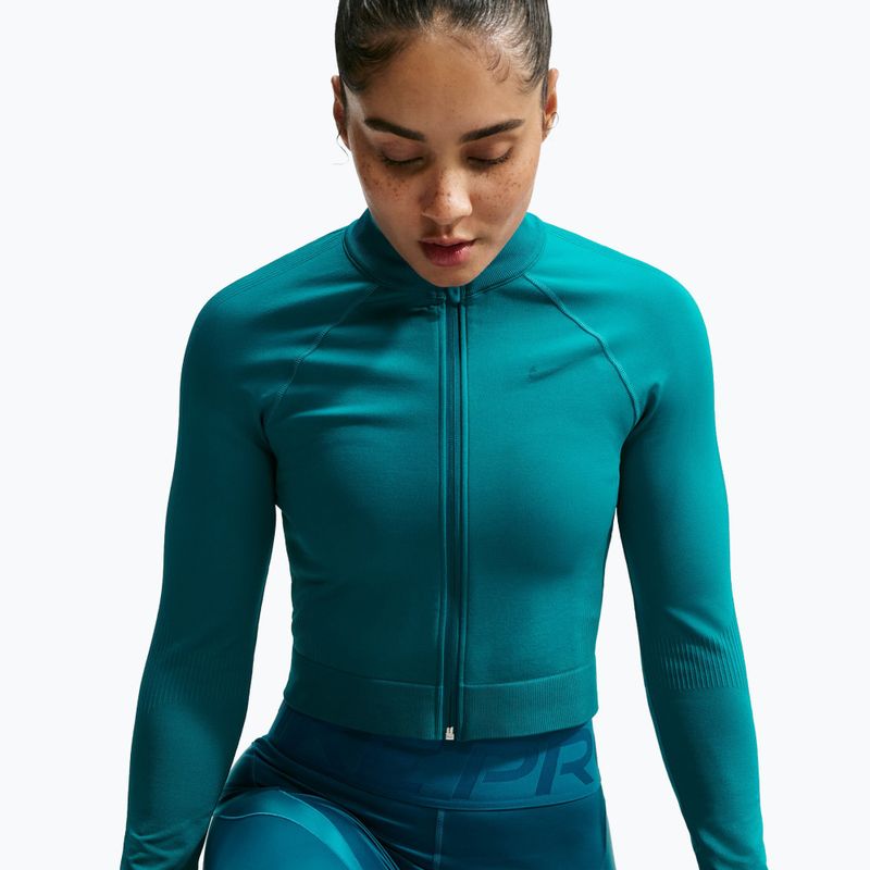 Women's training sweatshirt Nike Pro Seamless Full Zip Top bright spruce 4