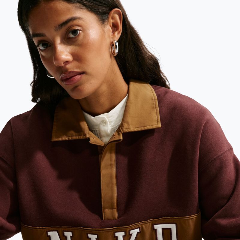 Women's sweatshirt Nike Studio Fleece Medium Weight mystic dates/light british tan/sail 5