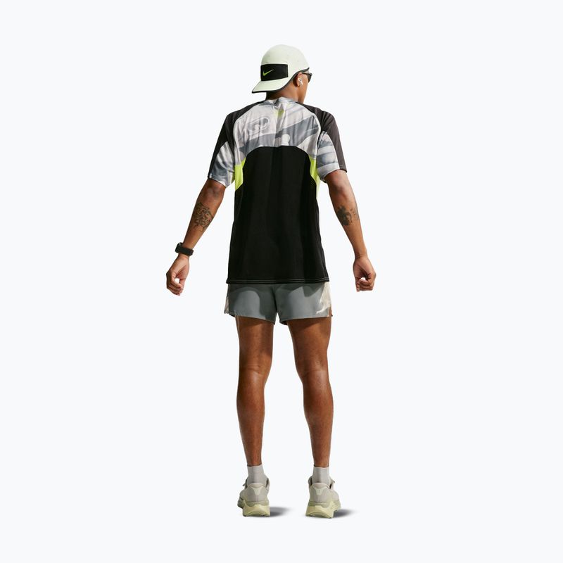 Men's running shirt Nike Dri-FIT Printed SS smoke grey/black/light lemon twist 3