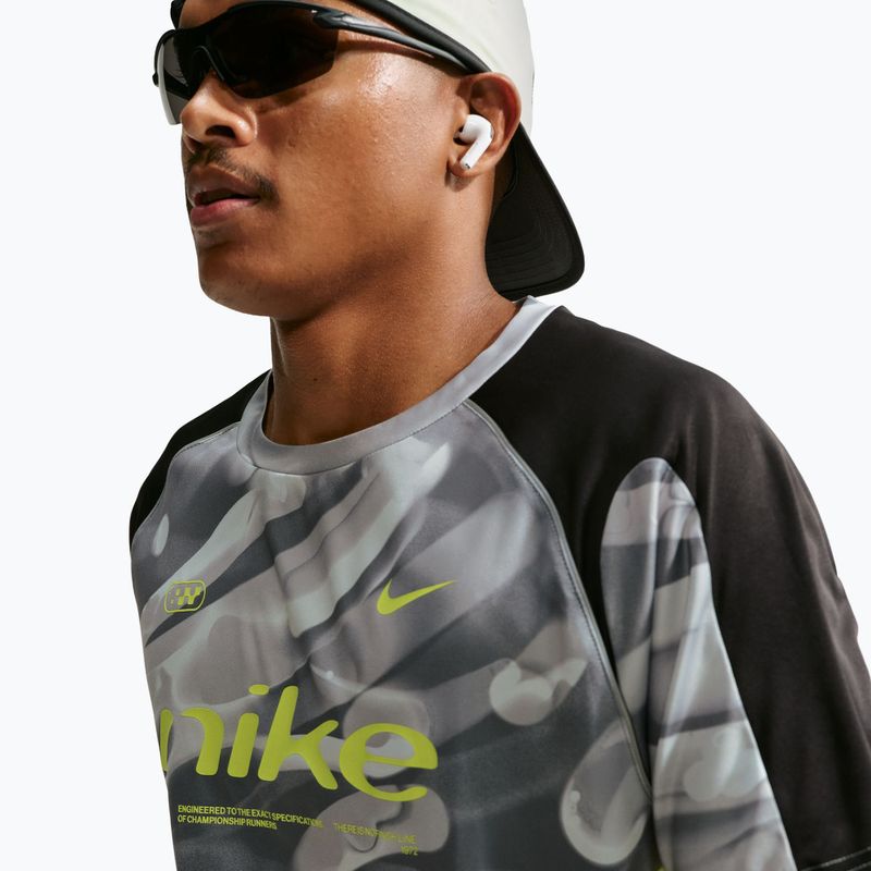 Men's running shirt Nike Dri-FIT Printed SS smoke grey/black/light lemon twist 6