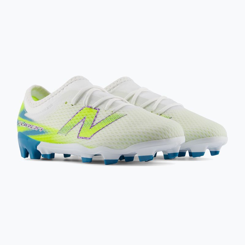 Children's football boots New Balance Furon Team V9 FG white/alkaline green 4