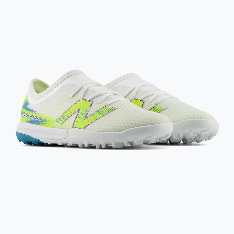 Children's football boots New Balance Furon Team V9 TF white/alkaline green 3