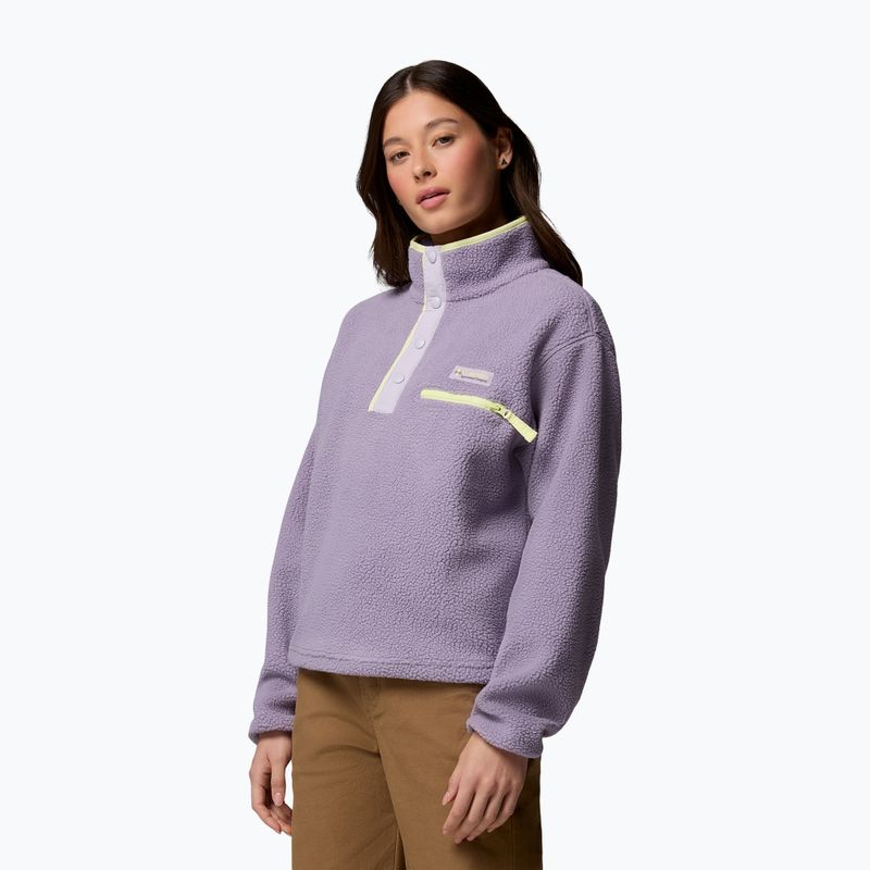 Women's fleece sweatshirt Columbia Helvetia II Cropped Half Snap Fleece shale purple/lavender haze/citron haz 4