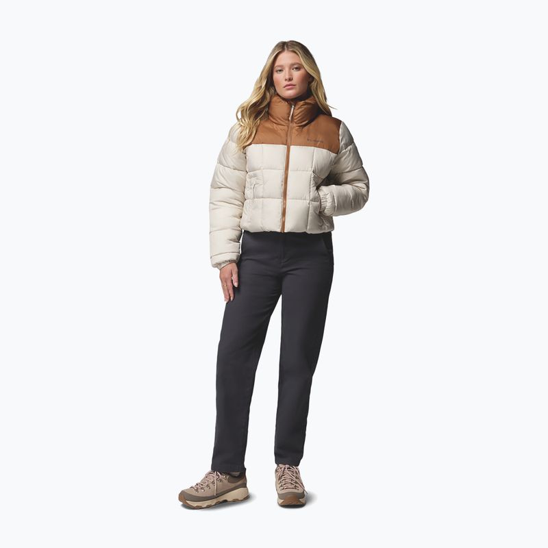 Women's insulated jacket Columbia Puffect III Cropped dark stone/camel brown 2