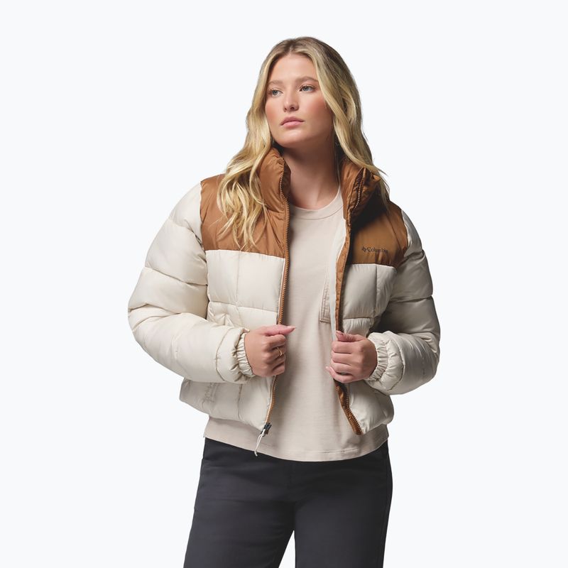 Women's insulated jacket Columbia Puffect III Cropped dark stone/camel brown 4