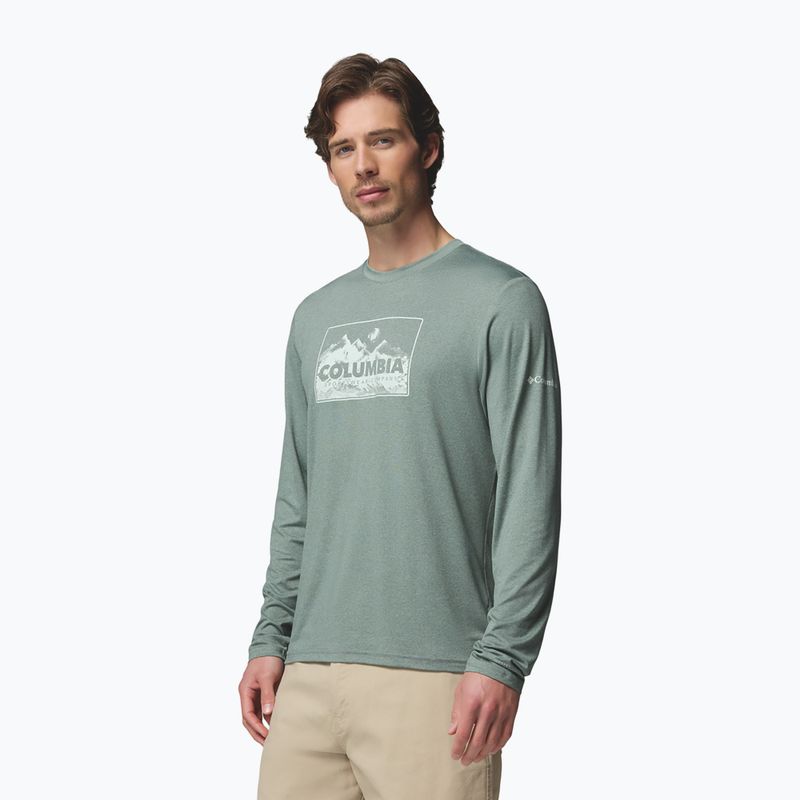Men's longsleeve Columbia Parsons Point LS Graphic Tee sedona sage heather framed peakscape 4