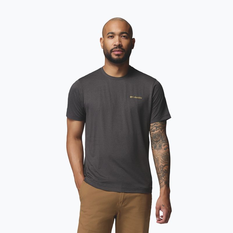 Men's T-shirt Columbia Parsons Point SS Back Graphic Tee black heather blocky banner button