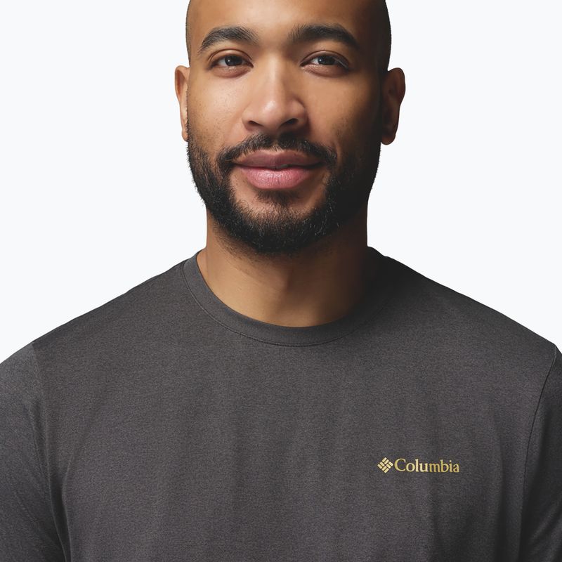 Men's T-shirt Columbia Parsons Point SS Back Graphic Tee black heather blocky banner button 5