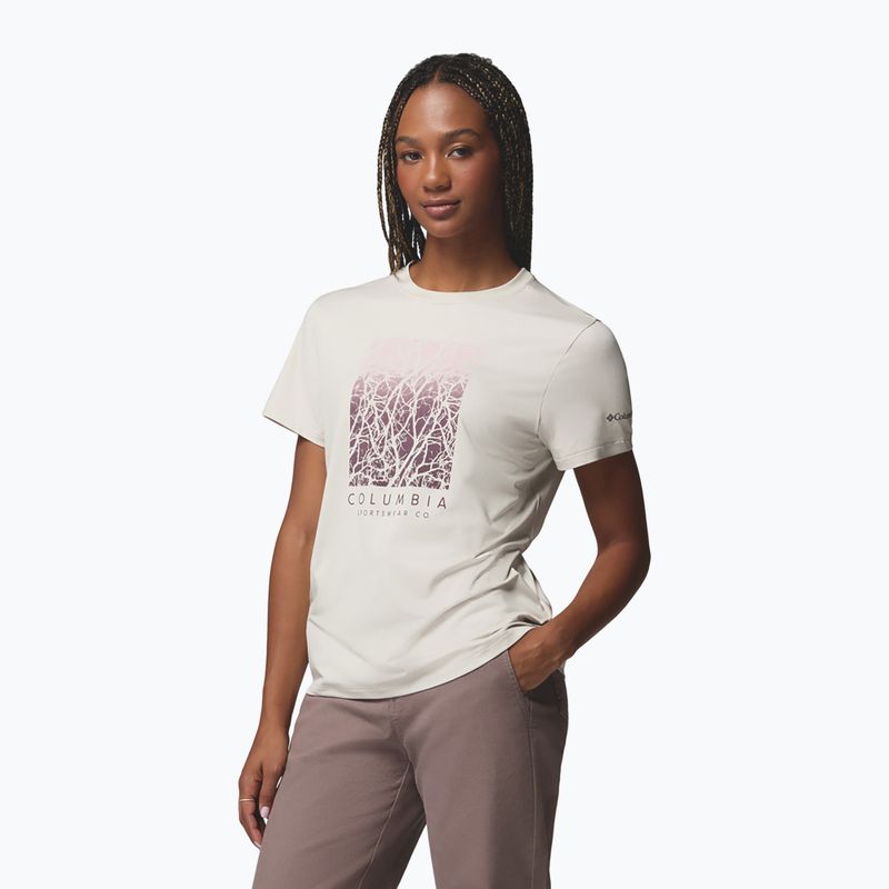 Women's T-shirt Columbia Parsons Point SS Graphic Tee dark stone heather/treescape 4