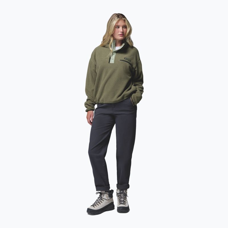 Women's fleece sweatshirt Columbia Helvetia II Cropped Half Snap Fleece stone green/safari 2