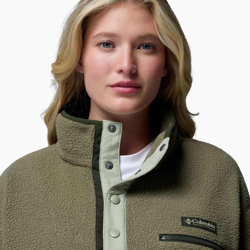 Women's fleece sweatshirt Columbia Helvetia II Cropped Half Snap Fleece stone green/safari 5