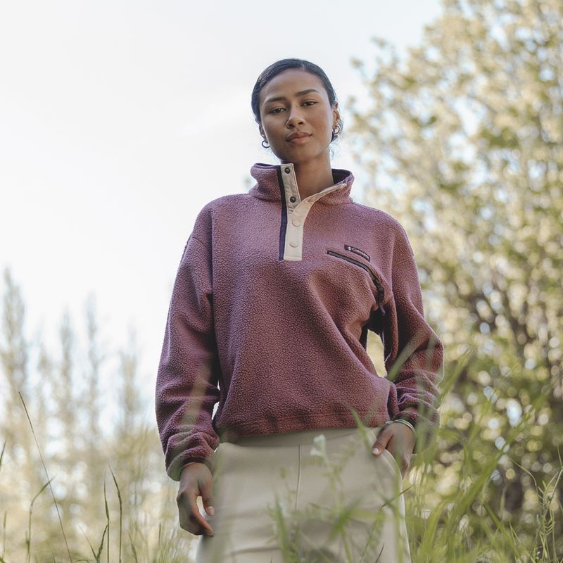 Women's fleece sweatshirt Columbia Helvetia II Cropped Half Snap Fleece antique mauve/mineral pink 7