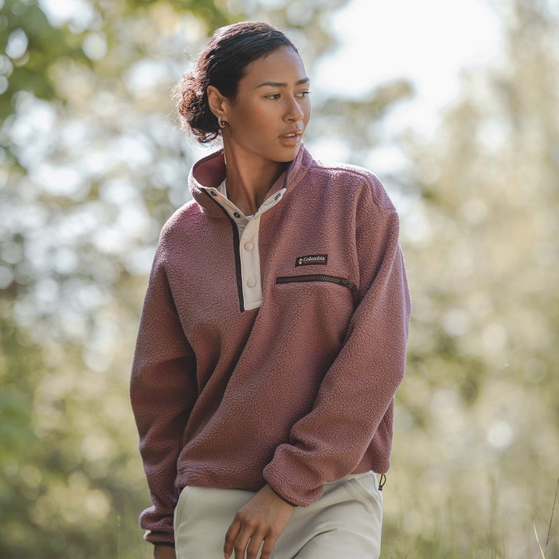 Women's fleece sweatshirt Columbia Helvetia II Cropped Half Snap Fleece antique mauve/mineral pink 8