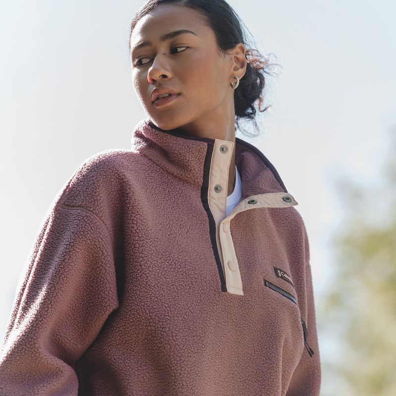 Women's fleece sweatshirt Columbia Helvetia II Cropped Half Snap Fleece antique mauve/mineral pink 9