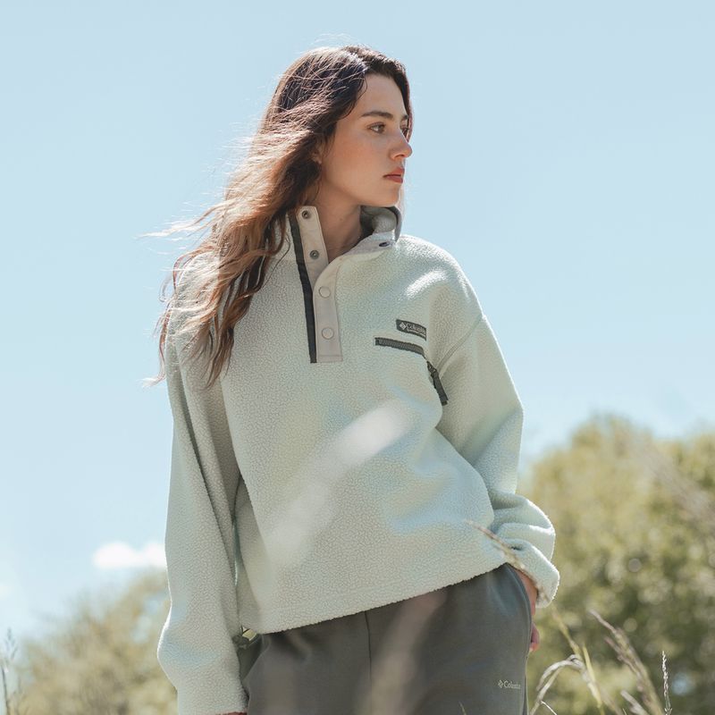 Women's fleece sweatshirt Columbia Helvetia II Cropped Half Snap Fleece tea light/dark stone 8