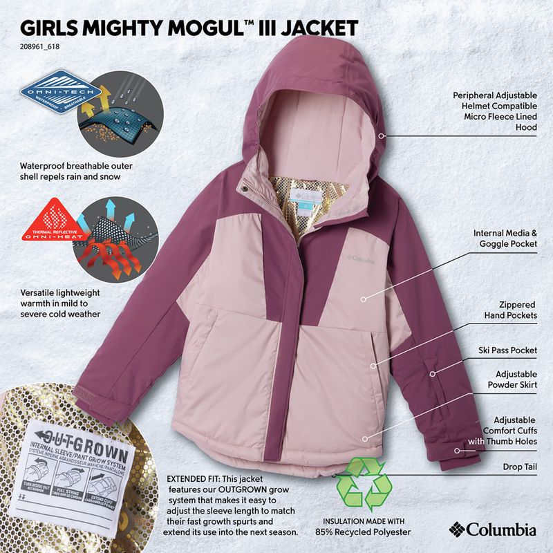 Children's ski jacket Columbia Mighty Mogul III mineral pink/antique mauve 4