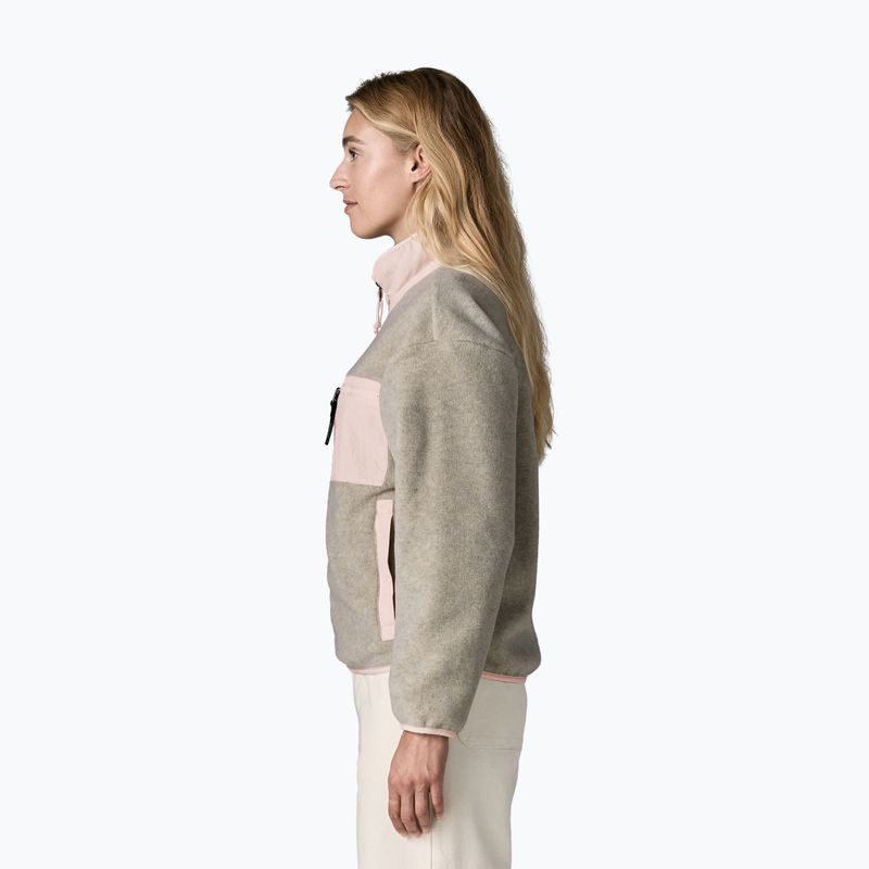 Women's fleece sweatshirt Patagonia Synchilla oatmeal heather w/pink frost 3