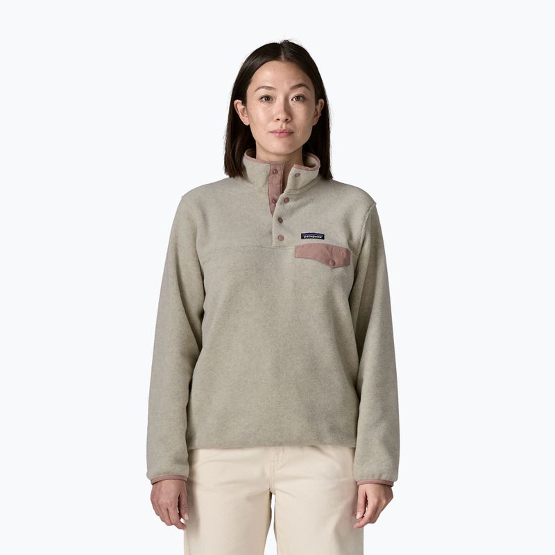 Women's fleece sweatshirt Patagonia Lightweight Synchilla Snap-T Pullover oatmeal heather w/moonrise taupe